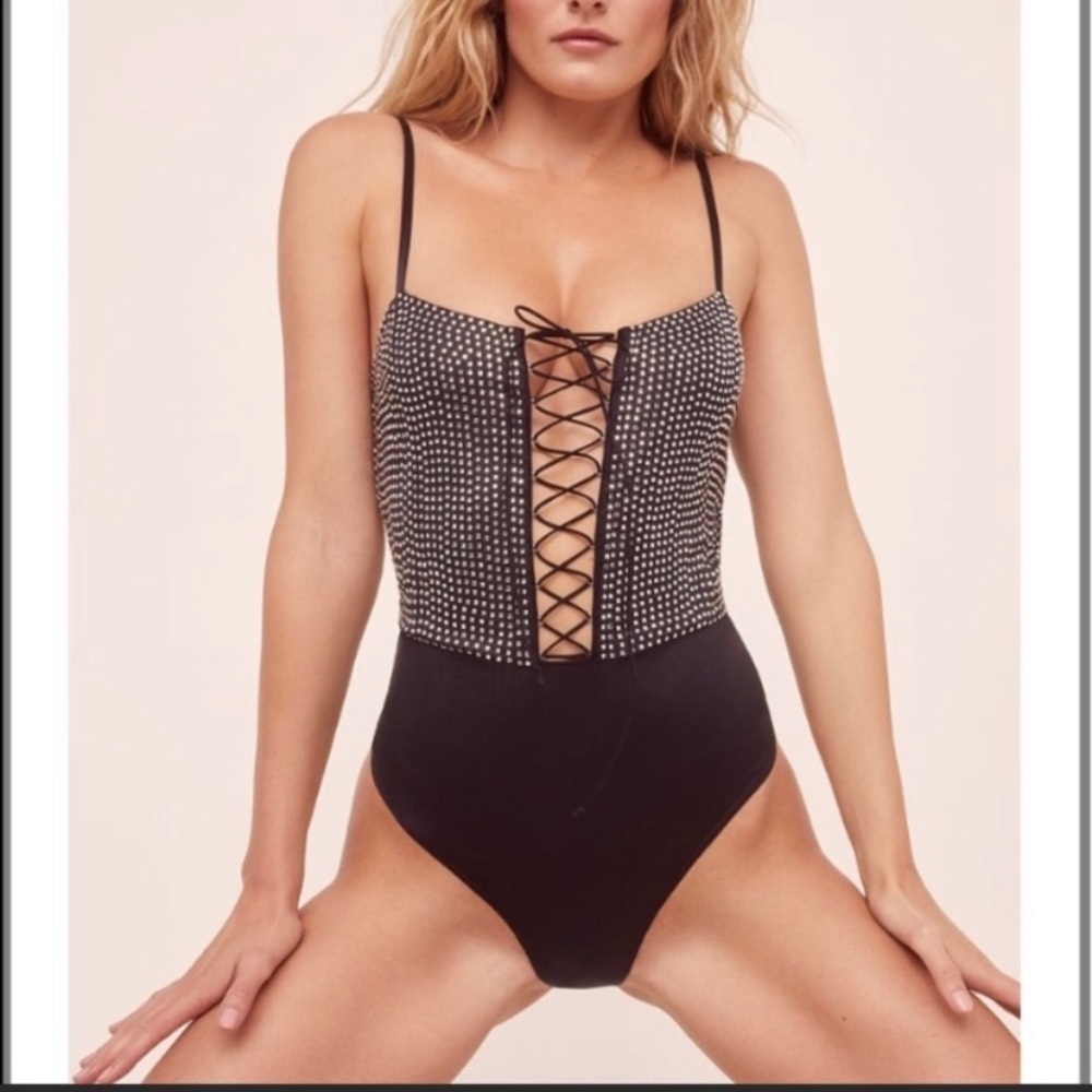 For Love and Lemons Mirage Mirrored Bodysuit. Size Small.